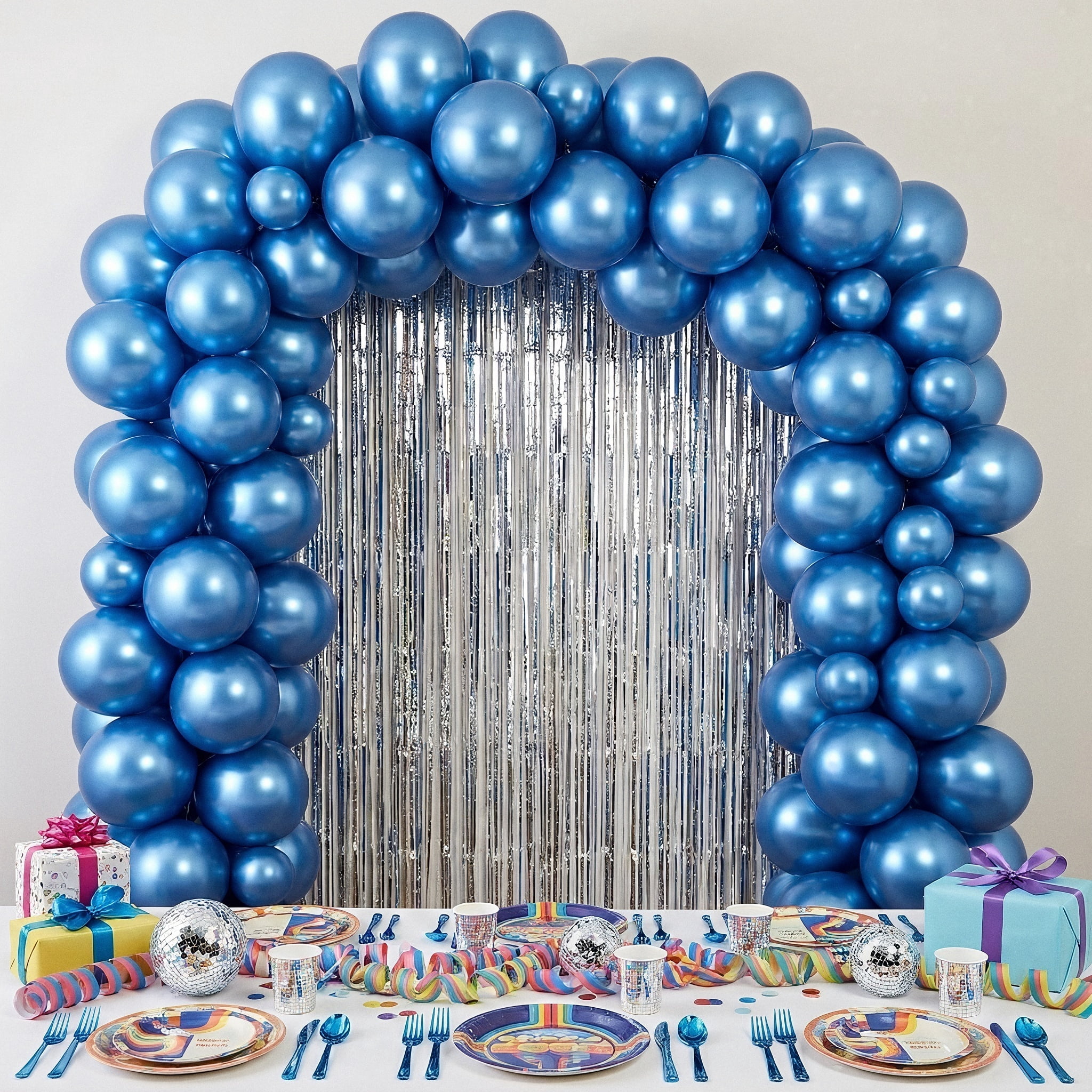12" Blue Metallic Latex Balloons with Chrome Effect, 5 Pieces, by Way To Celebrate