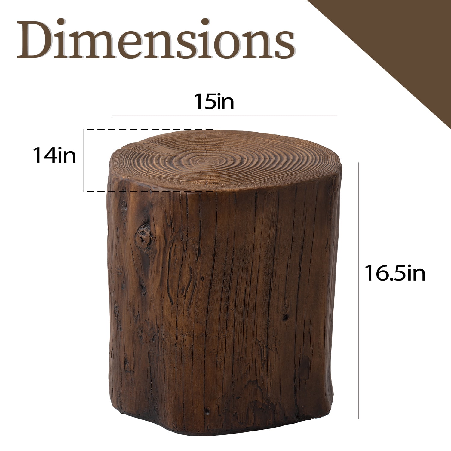 VENTOPYR 2PCS Faux Wood Tree-Trunk Hand-Painted Dark Brown End Table