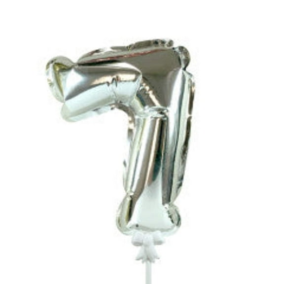 7 inch Self-Inflating Number 7 - Silver Foil Mylar Balloon - Party Supplies Decorations