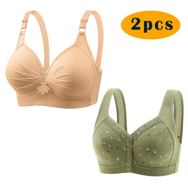 LOVZFMLL Bras for Women 2pc Woman's Printing Gathered Together Large Size Daily Bra Underwear No Rims Multicolor 3XL