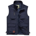 thumbnail image 2 of DIOAZUD Men's Lightweight Utility Cargo Vest Outdoor Breathable Safari Fishing Vests Loose Fit Hiking Vest Jacket with Pockets Dark Blue XXXXXL, 2 of 4