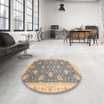 thumbnail image 4 of Ahgly Company Machine Washable Indoor Round Abstract Yellow Area Rugs, 8' Round, 4 of 7
