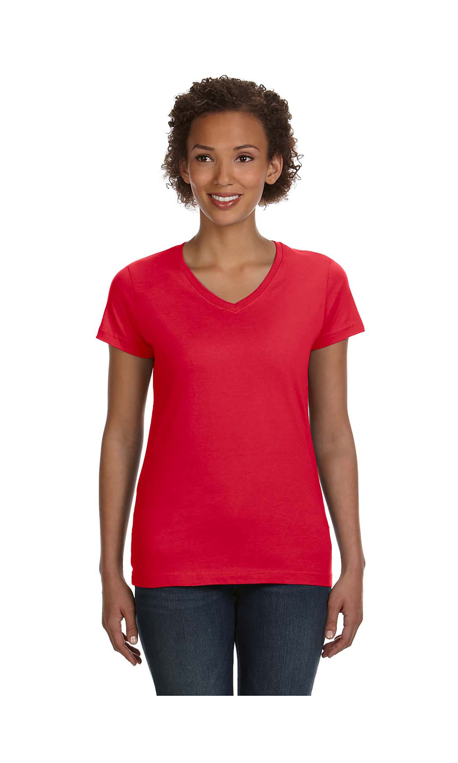 LAT Women's Designer Longer Length Ribbed V-Neck Jersey T-Shirt, Style 3507  - Walmart.com