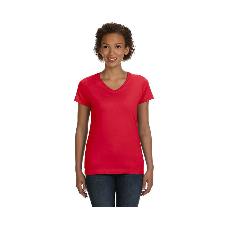 LAT Women's Longer Length V-Neck Jersey T-Shirt, Style 3507 - Walmart.com