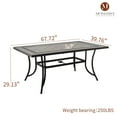 thumbnail image 5 of Mondawe 67"x 40" Outdoor Garden Square Aluminum Frame Tile Long Table for Large Gatherings, Backyard, Patio, Deck or Porch, 5 of 8