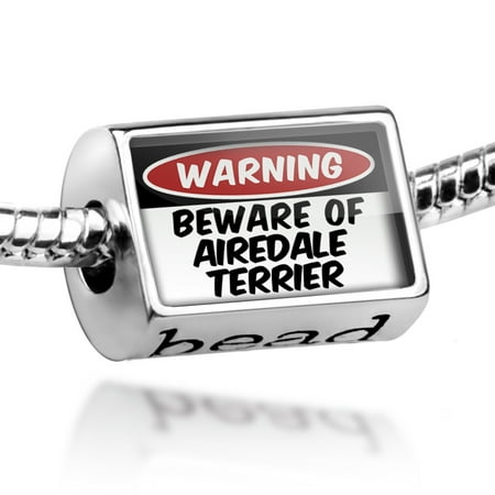 Airedale Dog Charm - Bead Beware of the Airedale Terrier Dog from England Charm Fits All European Bracelets