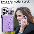 thumbnail image 5 of Dteck Crossbody Wallet Case for iPhone 8 Plus / iPhone 7 Plus, Premium PU Leather Shockproof Protective Phone Case 5.5 Inch with 360°Rotating Ring Holder Lanyard Strap for Women Men,Purple, 5 of 9