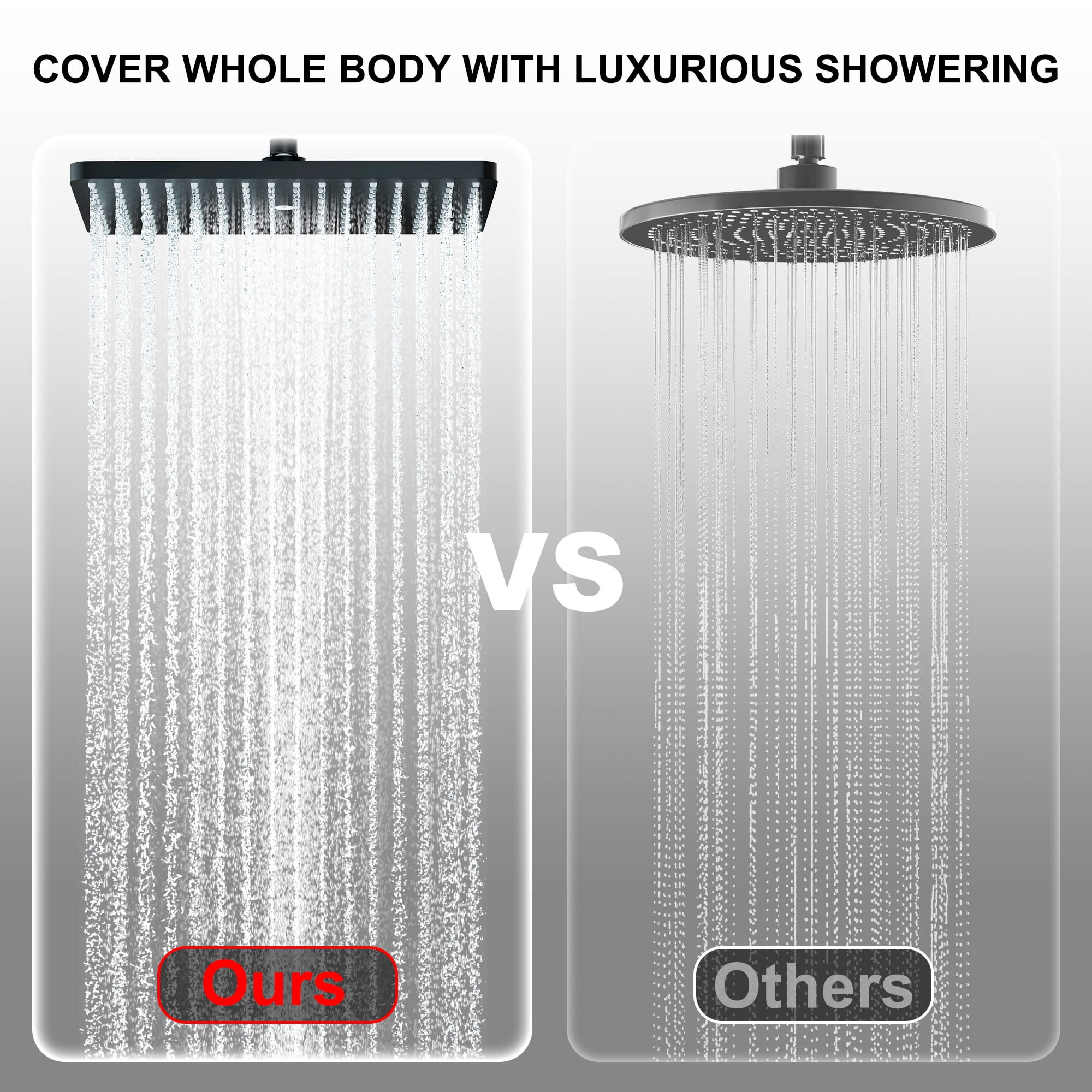 DTIG Shower Head Set High Pressure Rainfall Rain Shower Head 3-Setting Handheld with Hose Black