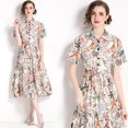 thumbnail image 1 of Dropshipping Nouvelle Robe Midi Décontractée d'Été Automne Imprimé Fruits Nœud Papillon Col Foulard Manches 3/4 Taille Empire Femmes Soirée Plage, 1 of 7