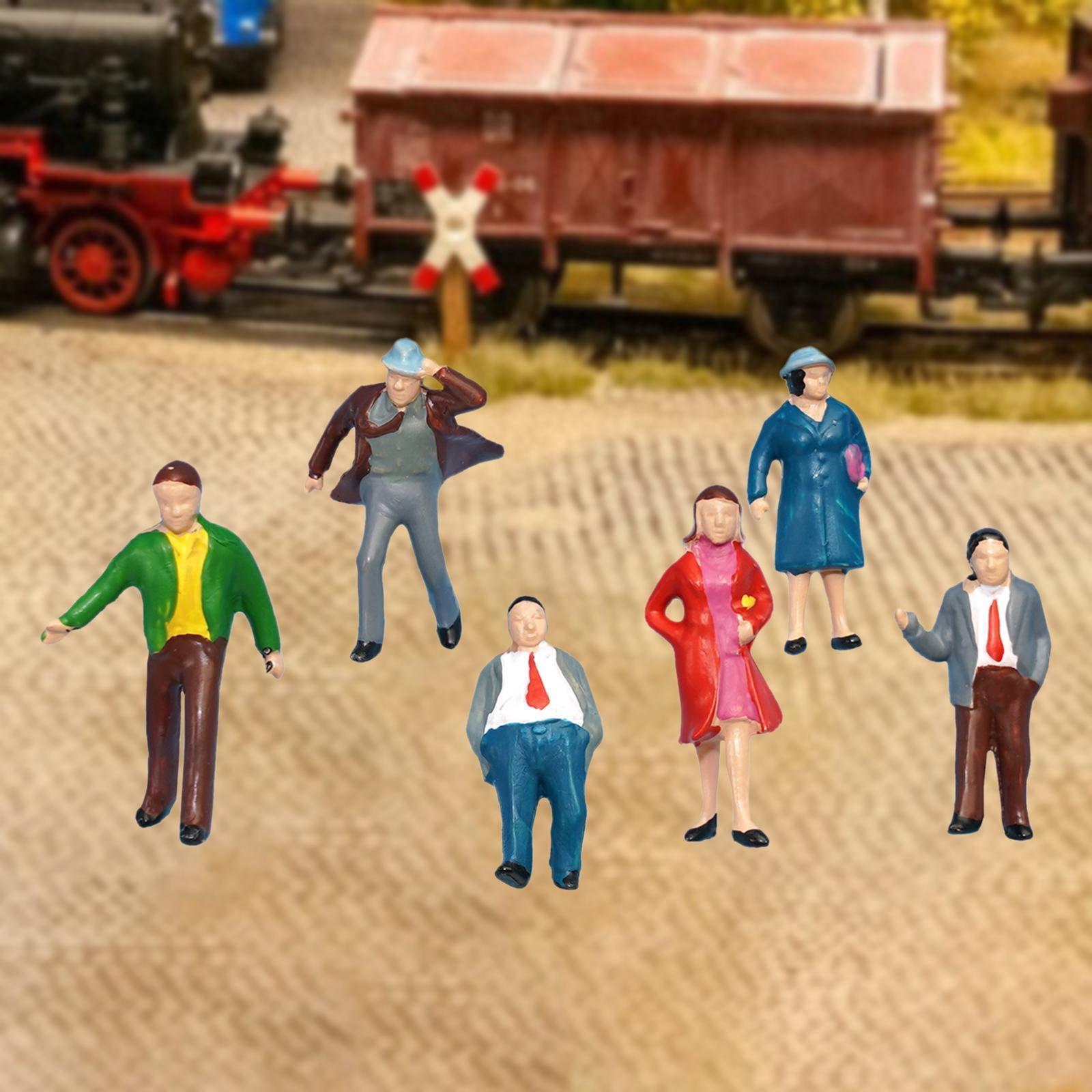 Dualoai 6 Pieces 1:87 HO Scale Figure Model Layout Collections Photo Props Men Women