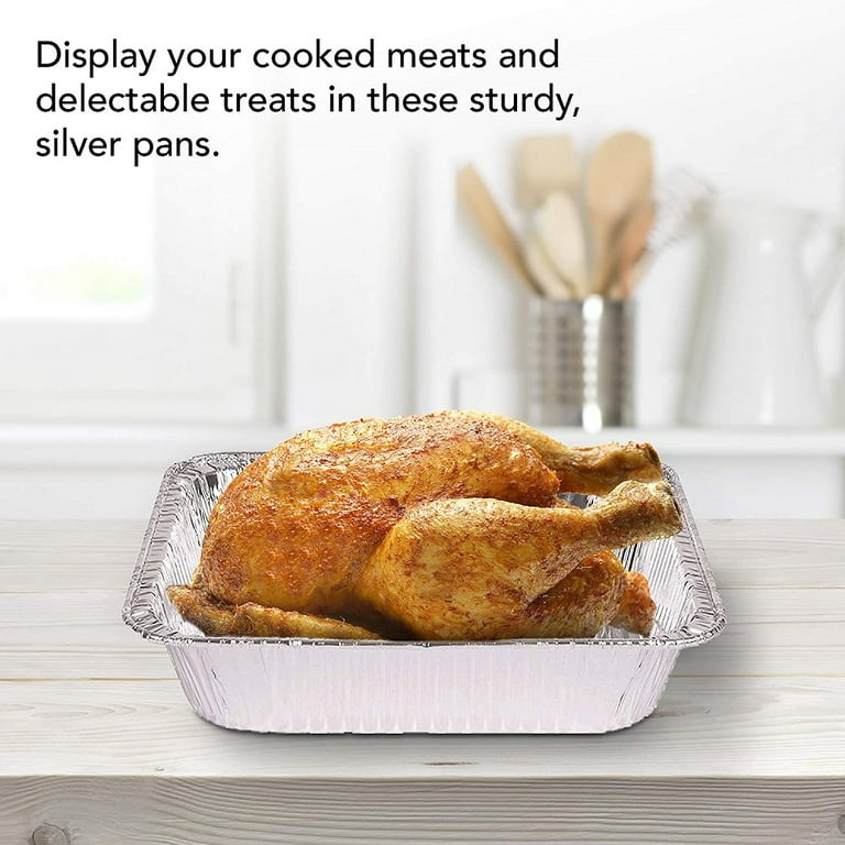 Green Direct Disposable Aluminum Foil Baking Pans with Lids - Half Size (9 x 13 inch) Roasting Pan with Covers for All Kitchen & Cooking Needs, Pack
