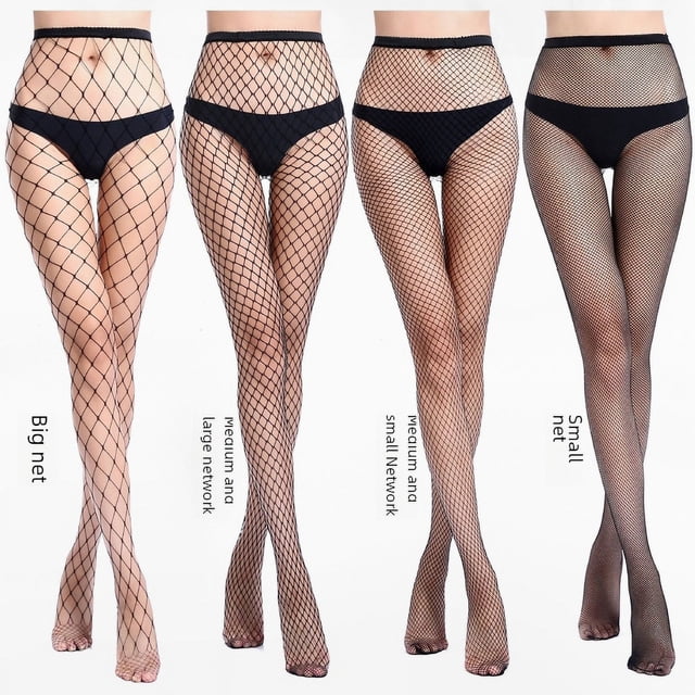 Calcetines de rejilla Jk calcetines de malla de seda negra pantalones huecos Europa y Estados Unidos sexy caliente delgado largo