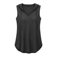 thumbnail image 4 of Qiopertar Womens Tank Tops Hooded V Neck Sleeveless Casual Loose Flowy Lightweight Soft Summer Tops, Black XXL, 4 of 7