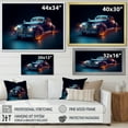 thumbnail image 4 of Designart "Indigo Vintage Car With Neon Light Strips" Car Vintage Floater Framed Canvas Art Print, 4 of 5