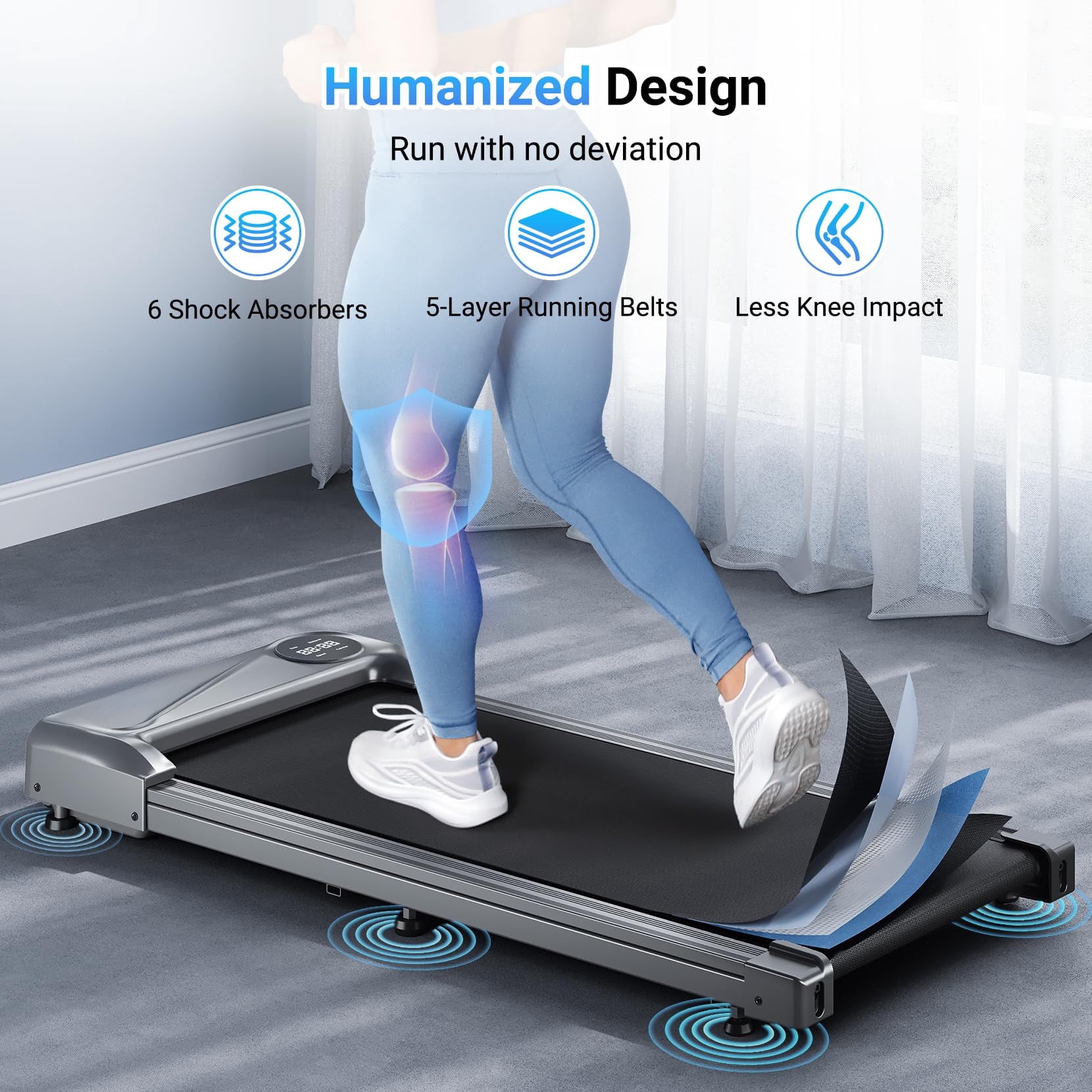 COFUNOK Walking Pad Treadmill Under Desk, Portable Mini Treadmill for Home/Office, Walking Pad Machine with 2.5HP and 265 lbs Weight Capacity Remote Control LED Display