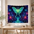 thumbnail image 4 of Green Moth Above Blue Mushrooms and Purple Lilies, Dreamy Fantasy for Moth Lovers, Forest Wall Art, Housewarming Gift, Tapestry Wall Hanging for Bedroom and Dorm, 4 of 6