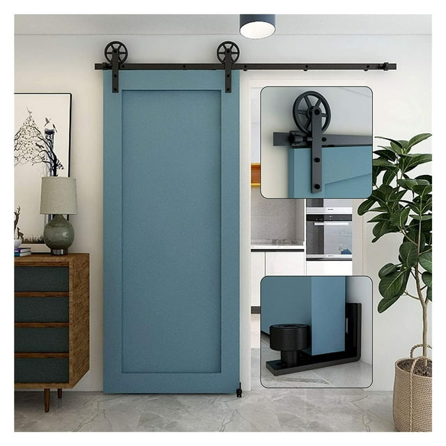 Kit de Quincaillerie pour Porte Coulissante de Grange, Guide de Sol pour Porte de Grange, Rail de Porte Coulissante Robuste et Résistant, Adapté aux Portes de 42 Pouces de Large Max, Facile à Installer