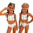 thumbnail image 4 of CCRFTGI Girls Swimsuit Size 6-7 Two Piece Sets Swimming Bathing Suits Beach Holiday Hawaiian Tropic Girls Bikini Cute Summer Girls Fashion Swim Suit Kids Bikini Beige 9-10 Years, 4 of 9