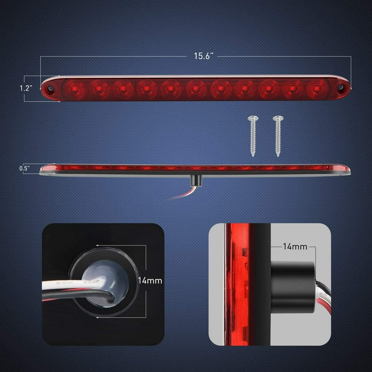 15 Inch LED Trailer Light Bar - Red Stop Turn Brake Lights With IP67 Waterproof Rating