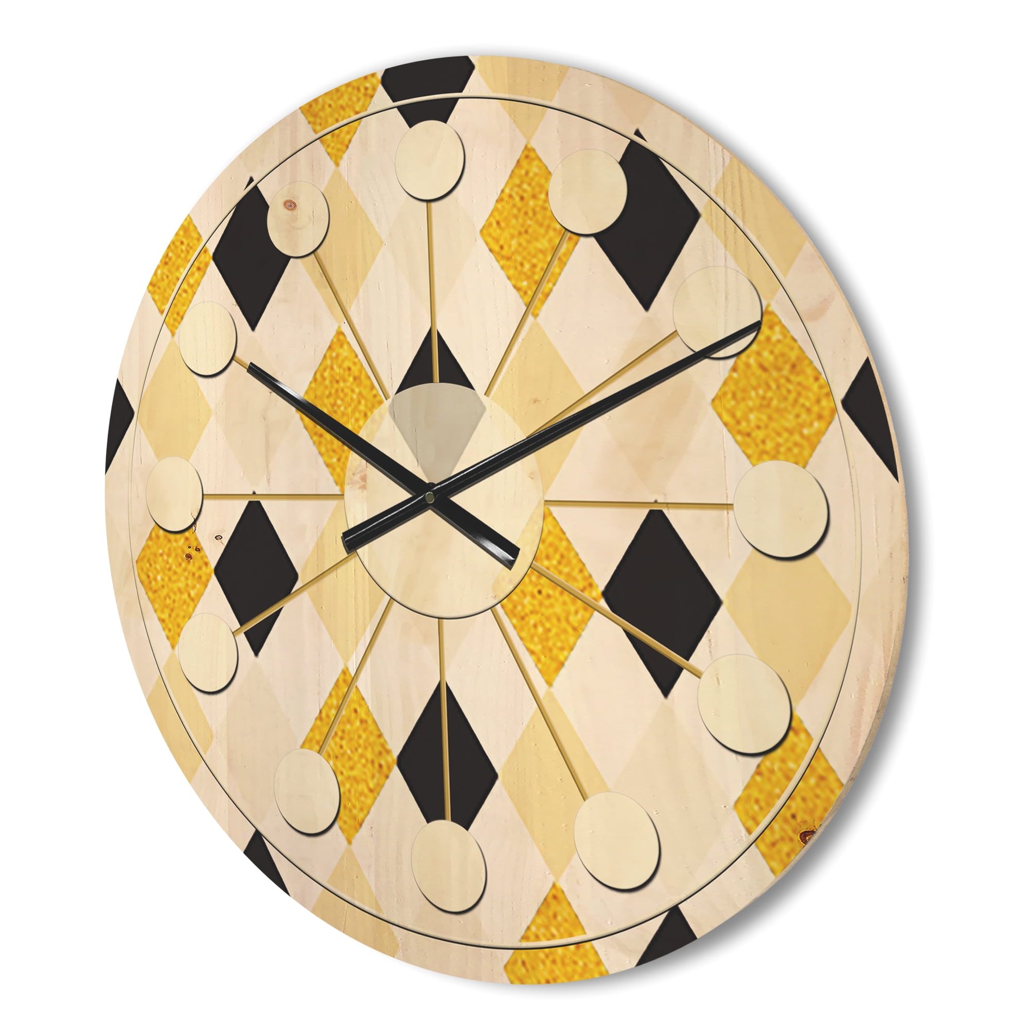 Designart 'Gold Chic Retro Design II' Mid-Century Modern Wood Wall Clock