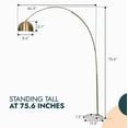 thumbnail image 6 of Leisuremod Arco Mid-Century Modern Arched Floor Lamp 75.6" Height with White Round Marble Base and Metal Dome Lamp Shade for Living Room and Bedroom, 6 of 16