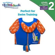 SwimSchool Swim Trainer Vest with UPF50 Shoulder Sleeves, Stretchable Fabric, Flex-Form Design, Adjustable Safety Strap, Medium/Large, Up to 50 Lbs., Blue/Orange