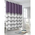 thumbnail image 3 of Shower Curtain Purple Grey Waves Bathroom Curtains with Hooks, Waterproof Fabric Chevron Stripe Bath Shower Curtains Set for Bathroom Bathtubs Decor 72x72 Inch, 3 of 8