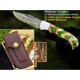 thumbnail image 3 of Copper Damascus Pocket Knife – Olive & Green Handle, Folding Tactical Hunting Knife with Sheath & Sharpener – Perfect for Outdoor Use, 3 of 6