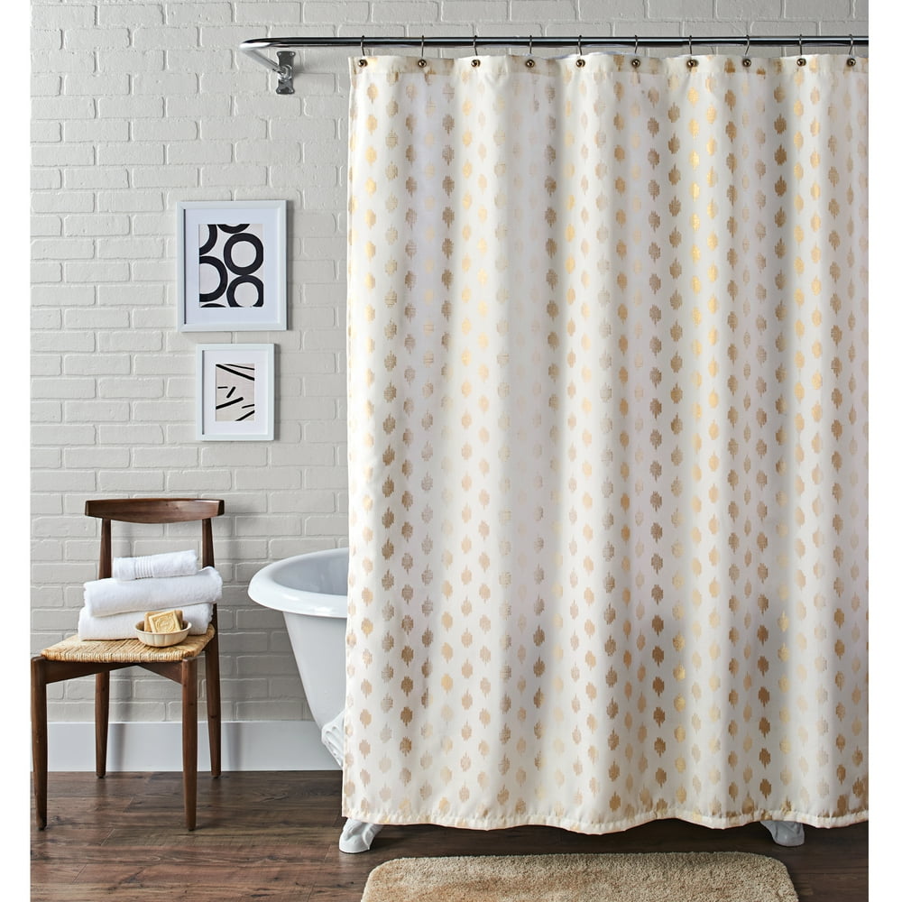 Better Homes & Gardens Metallic Ikat Dou Fabric Shower Curtain, 72" x