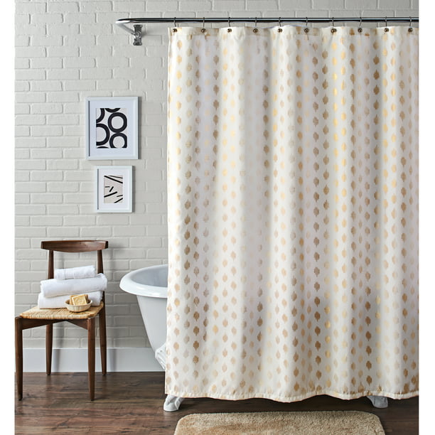 Gold White Fabric Shower Curtain 72 X, Grey White Gold Shower Curtain