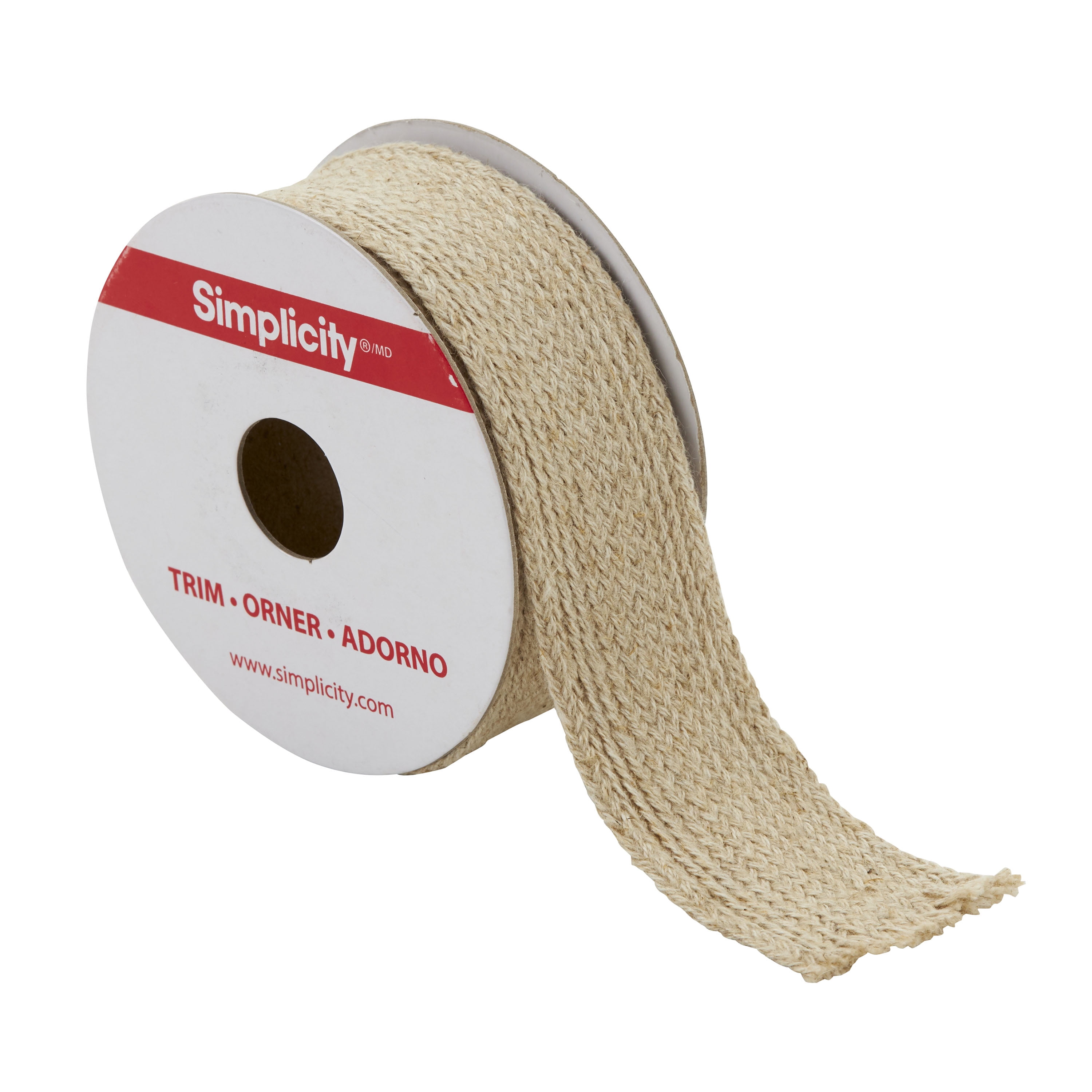 Simplicity Trim, Tan 1 1/4 inch Linen Band Trim Great for Apparel, Home Decorating, and Crafts, 3 Yards, 1 Each