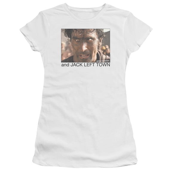 Army Of Darkness Jack Left Town Junior Women's T-Shirt Sheer White