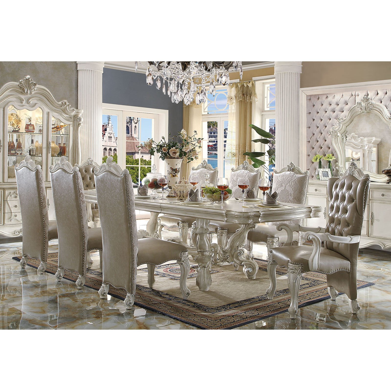 Acme Furniture Versailles Rectangular Pedestal Dining Table Acme Furniture Versailles Rectangular Pedestal Dining Table