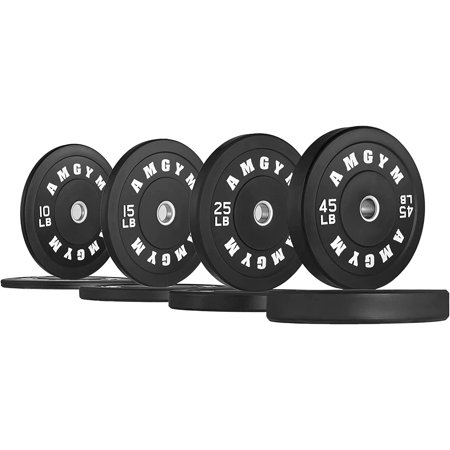 AMGYM LB Bumper Plates Olympic Weight Plates, Bumper Weight Plates, Steel Insert, Strength Training(190lb set)