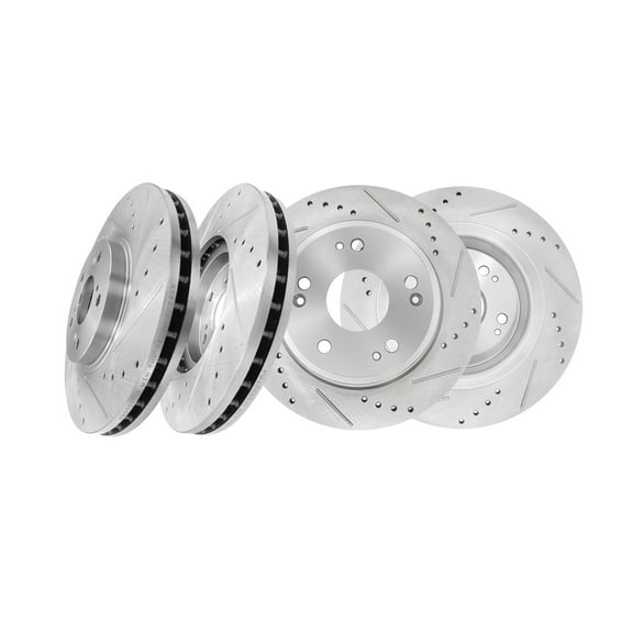 Set of 4 Front-Rear Drilled Slotted Disc Brake Rotors For 2006-2012 Honda Accord