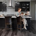 thumbnail image 3 of Maven Lane 26" Counter Height Bar Stool - Handcrafted Swivel Bar Stool with Walnut Finish and Marksman Saddle Vegan Leather - Bring Seamless Style and Comfort to Kitchen Islands and Dining Spaces, 3 of 12