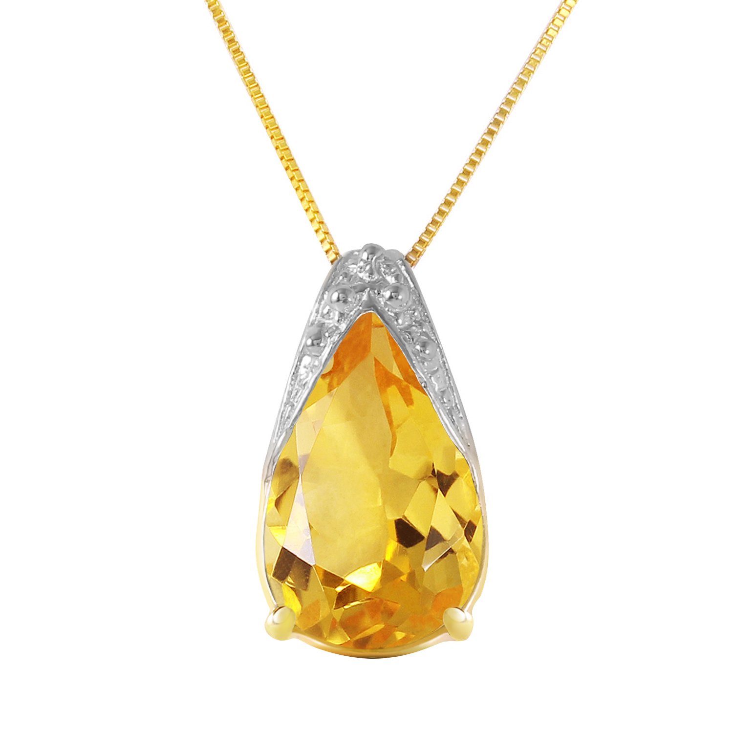 Galaxy Gold 14K Solid Gold Natural Citrine Necklace for Women - Yellow Gold Fine Jewelry