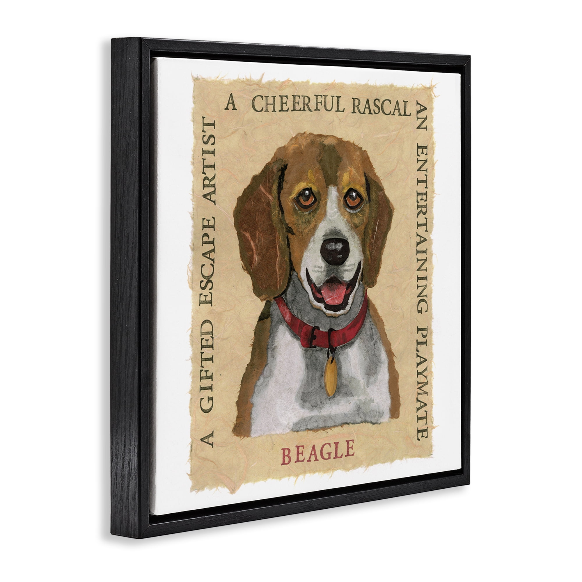 Stupell Industries Fun Beagle Pet Phrases Animals Painting Black Floater Framed Canvas Art Print Wall Art, 25 x 25