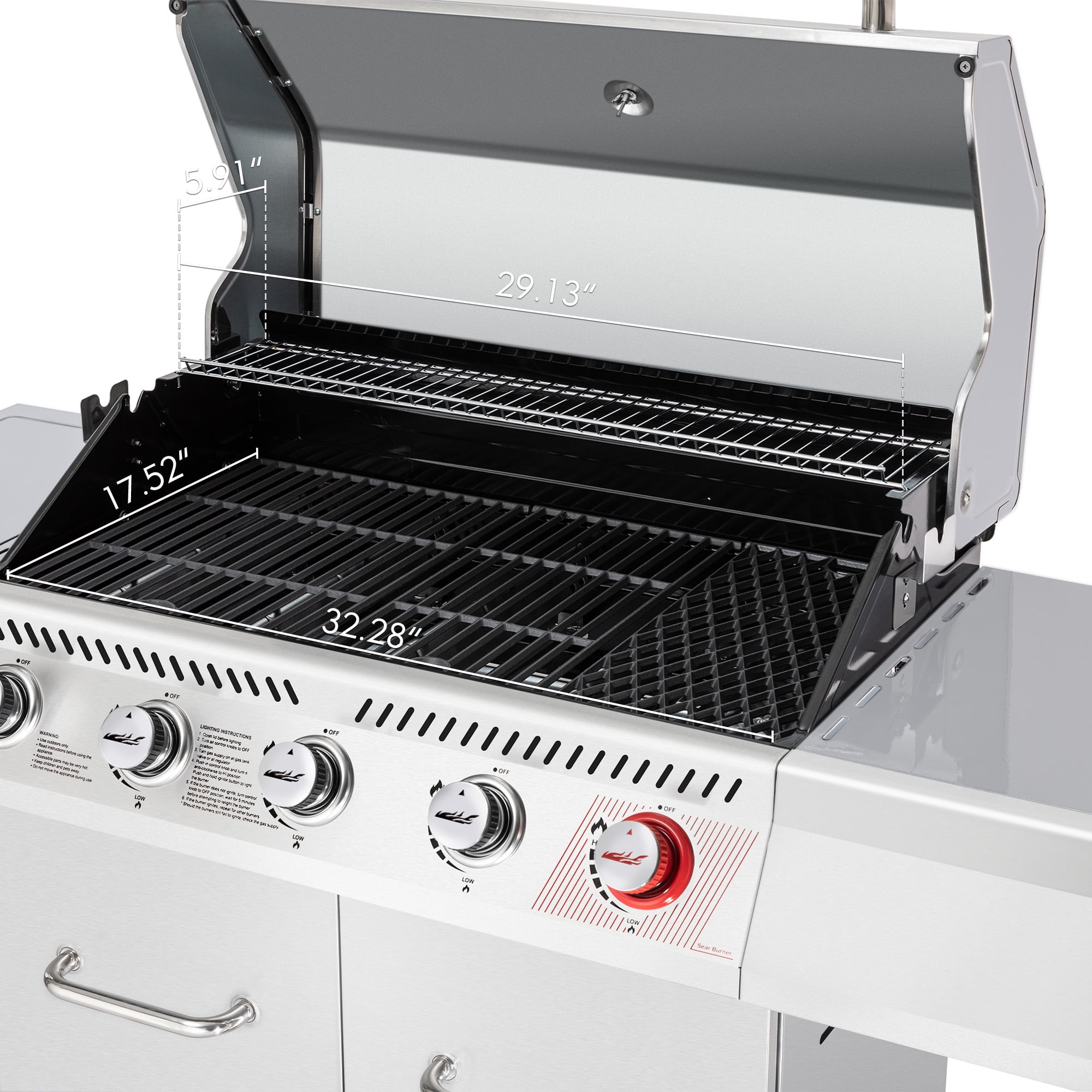 Deluxe Gourmet Drop-In Grill Natural Gas, Silver