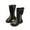 Black, variant on Black Girls Fall Winter Zip Mid Top Synthetic Leather Boots Royal Ankle Boots, Student Fashion Footwear