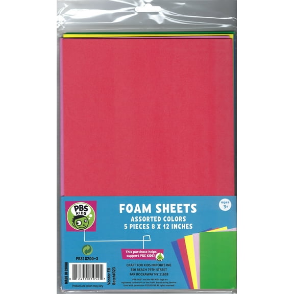 Foam Sheets 8"X12" 2mm 5/Pkg-assorted