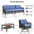 thumbnail image 3 of 4 Pieces Patio Furniture Set with Swivel Chairs, Outdoor Wicker Conversation Set for 5-Person, Sectional Rattan Outdoor Conversation Set for Poolside Backyard, Blue, 3 of 9