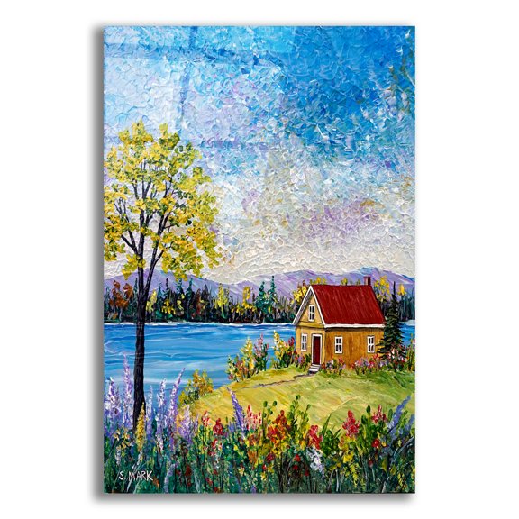 Epic Art 'Lake Flowers' by Sharon Mark, Acrylic Glass Wall Art, 16"x24"