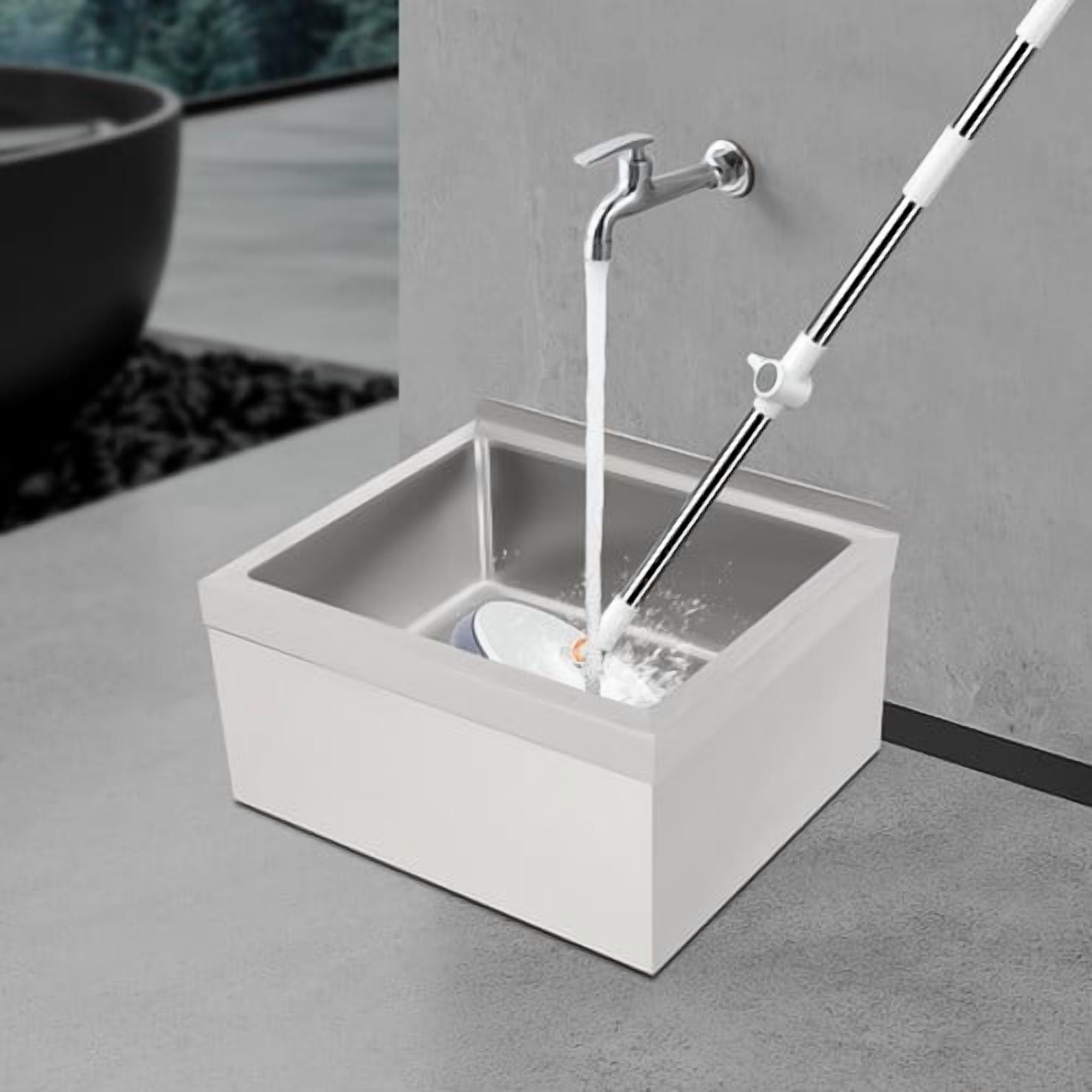 Commercial Mop Sink, 22" X 19" X 12" 304 Stainless Steel Wall-mounted Utility Sink with Drain Basket, Single Bowl Mop Sinks for Home, Restaurant, Hotel, Bar, Cafe, Kitchen, Laundry Room Etc