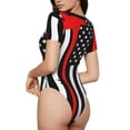 thumbnail image 2 of Saiise Pompiers Motif Drapeau USA Grenouillère à Manches Courtes Col Rond Pyjama Extensible avec Fermeture à Pression-Petit, 2 of 7