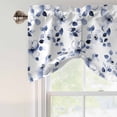 thumbnail image 4 of Blue Floral Tie Up Valance Curtains for Windows, Kitchen Curtains Window Treatments, Retro Blossom Flower Botanical Leaf Plant Short Window Shades Valances for Bedroom Bathroom Cafe 42"x12", 4 of 8