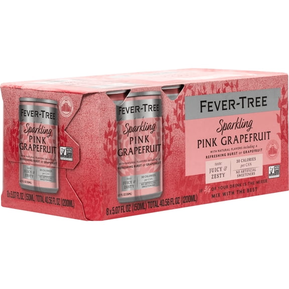 Fever-Tree Sparkling Pink Grapefruit , 8 pack, 150 ML Aluminum Cans, 0% ABV