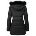 thumbnail image 2 of Women's Long Winter Coats Thicken Fleece Lined Parka Down Puffer Jacket With Faux Fur Detachable Hood, Black L, 2 of 8