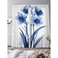 thumbnail image 3 of Watercolor Wildflowers Sheer Curtains 84 Inch Length 2 Panels Set, Blue Floral Spring Vintage Voile Window Treatment Rod Pocket Curtains Sheers Drapes for Bedroom/Living Room/Kitchen 52"x84"x2, 3 of 7