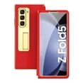 thumbnail image 2 of Nalacover for Samsung Galaxy Z Fold 5 Metal Kickstand Case, Tempered Galss Protective Film Classic PU Leather Folding Cover for Galaxy Z Fold 5, Electroplated Frame Shockproof Anrti-Drop Case,Red, 2 of 7
